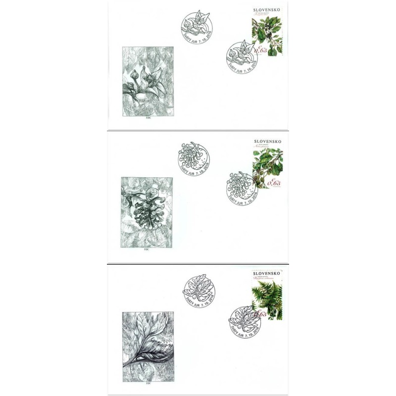 Słowacja 2016, Ochrona przyrody: drzewa, flora. FDC