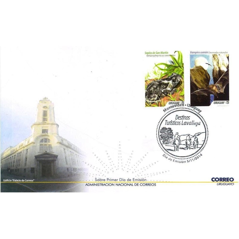 Urugwaj 2014, Gady i ssaki: żaba i nietoperz FDC