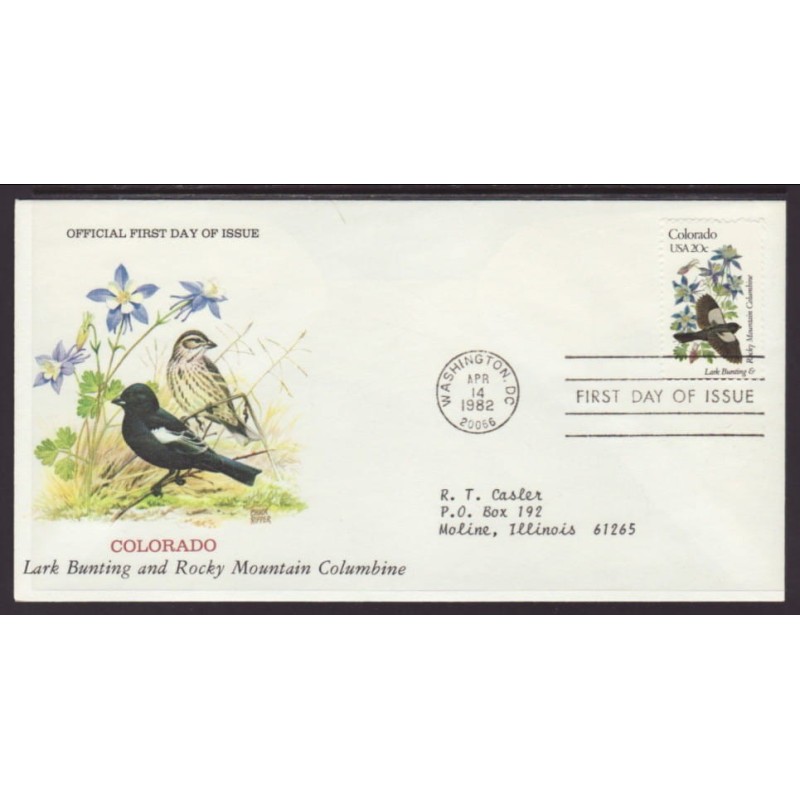 USA Ptaki i kwiaty: Bizończyk Jaskier FDC 1982