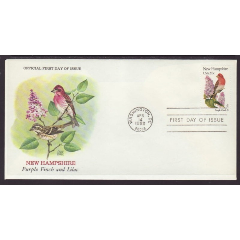 USA Ptaki i kwiaty: Dziwuszka Lilak FDC 1982