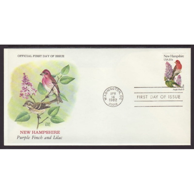 USA Ptaki i kwiaty: Dziwuszka Lilak FDC 1982