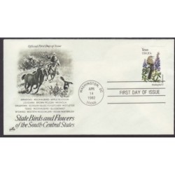 USA Ptaki i kwiaty: Przedrzeźniacz Łubin FDC 1982