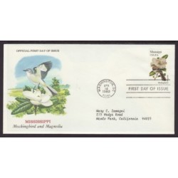 USA Ptaki i kwiaty: Przedrzeźniacz Magnolia FDC 82