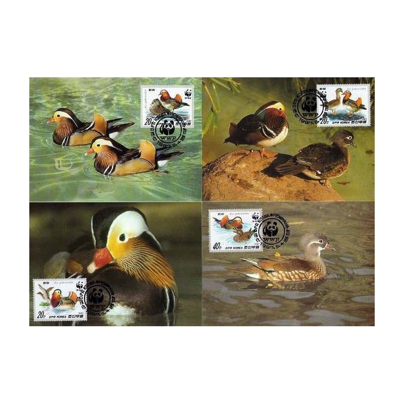 Korea Pn 1987, WWF: Ptaki kaczki. Karty maksimum