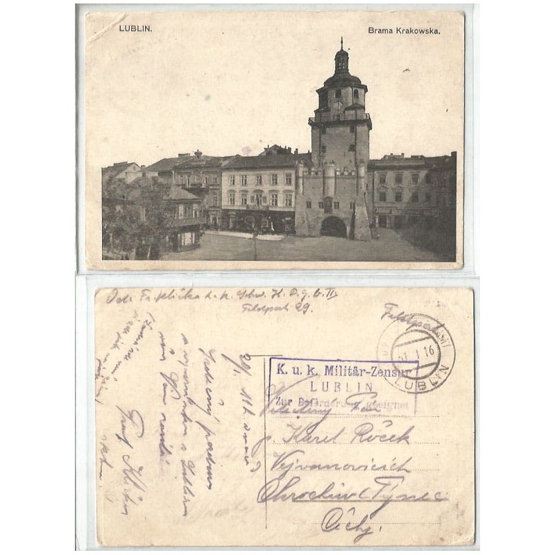 Lublin, Brama Krakowska, K.U.K. cenzura, 1916