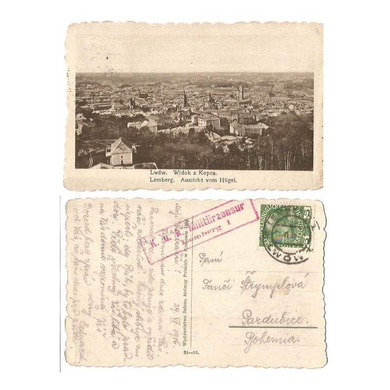 Lwów, Widok z Kopca, K.U.K. cenzura 1, 1916