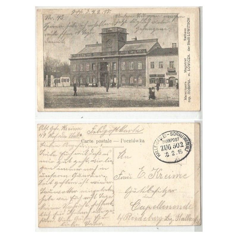 Łowicz, Magistrat, obieg 1915, ambulans Halle Żary
