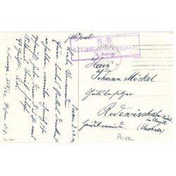 Poznań, widok na most, zamek, teatr, kościół, tramwaje, obieg 1917, poczta polowa