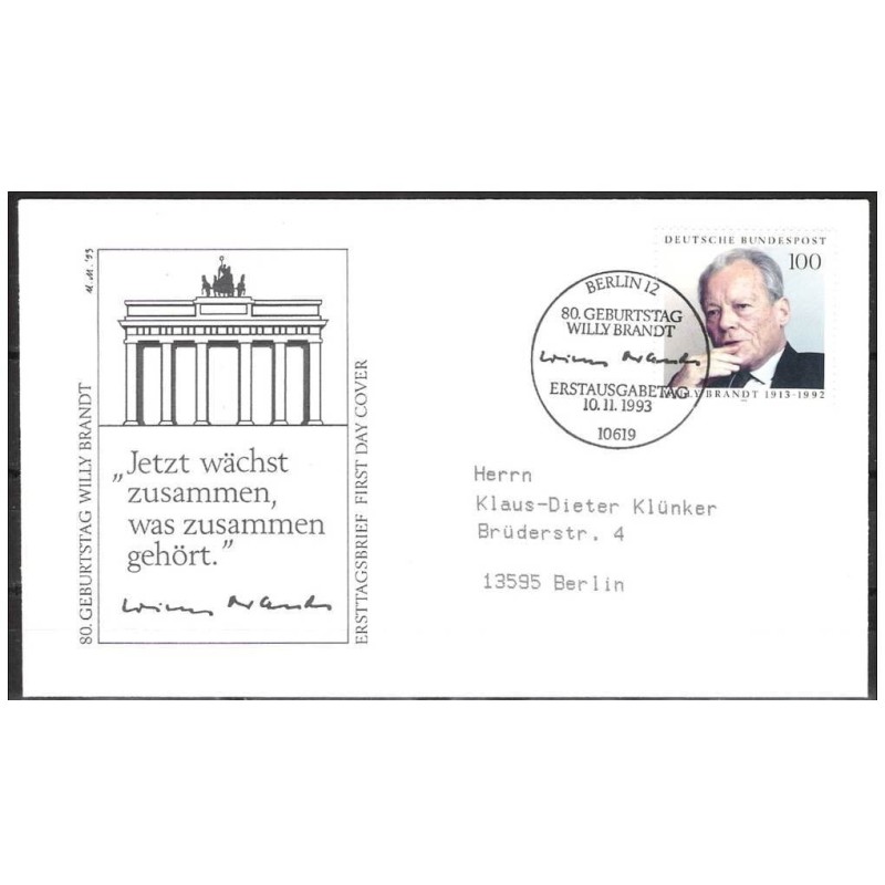 Niemcy 1993, Willy Brandt, polityk, kanclerz. FDC