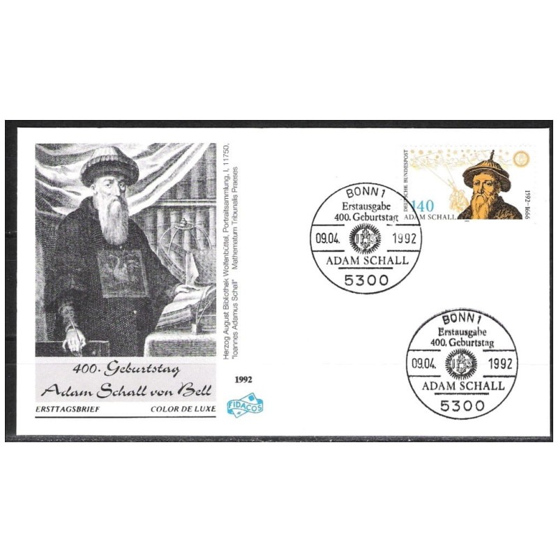 Niemcy 1992, Adam Schall, jezuita, astronomia, fizyka. FDC