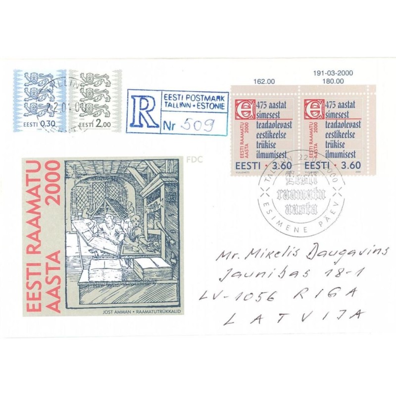 Estonia 2000, Druk, książka. 475 lat w Estonii. FDC polecone