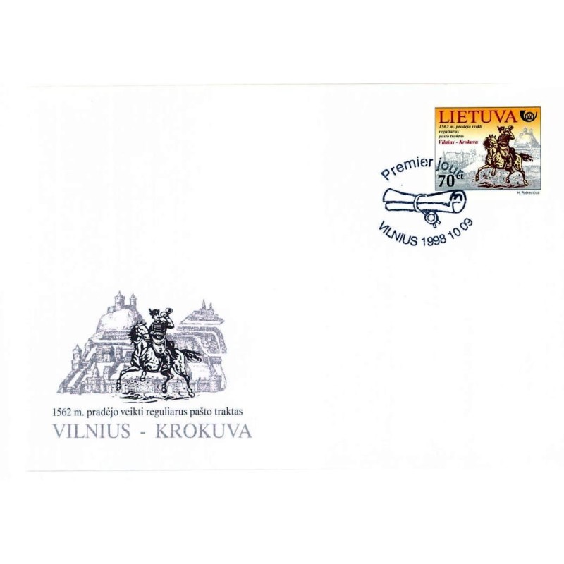 Litwa 1998, Historia poczty, poczta Kraków Wilno. FDC