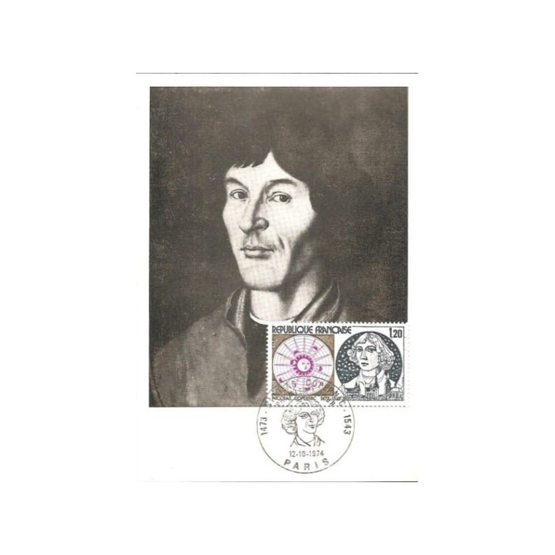 Francja 1974, Mikołaj Kopernik, astronomia. Karta maksimum