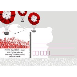 Kartka Poznań 2018, OWF Poznań 2018, balon, poczta balonowa