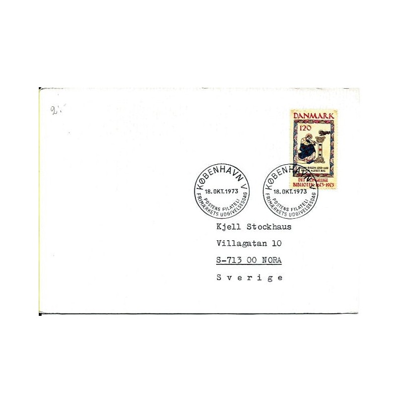 Dania 1973, Biblioteka królewska, książka, starodruk. FDC
