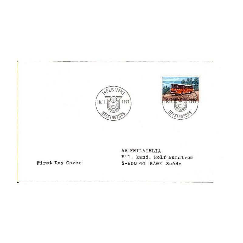Finlandia 1971, Autobus pocztowy. FDC