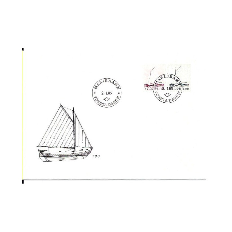 Wyspy Alandzkie 1985, Żaglówka. FDC