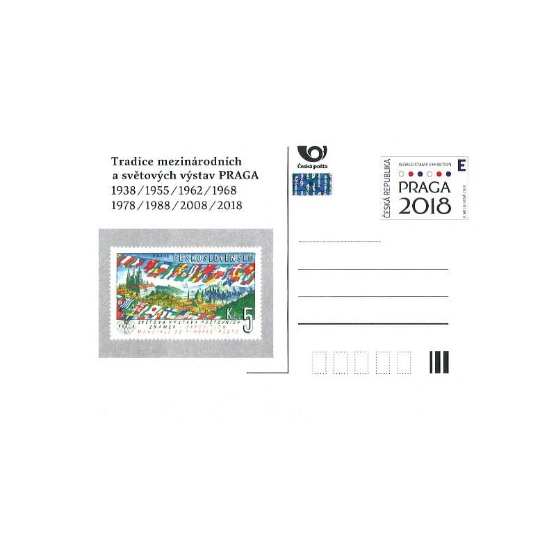 Czechy 2018, ŚWF Praga 2018, polska flaga. Cp, nominał E