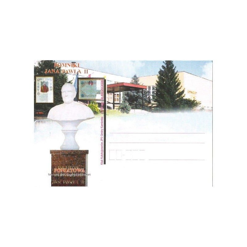 Kartka 2013, Papież Jan Paweł II, pomnik Poniatowa. Wyd. Klub Kolekcjonerów, Kamionka