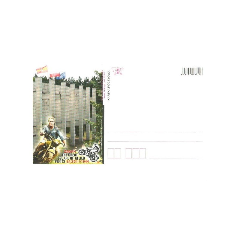 Kartka Zielona Góra 2010, Żagań, wielka ucieczka, motocykl, film, II wojna