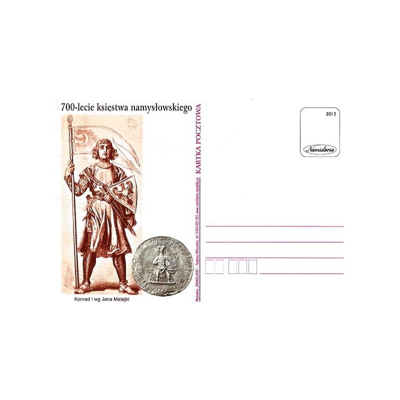 Kartka Namysłów 2013, Księstwo namysłowskie, Oleśnica, książę Konrad I. Matejko. Wydawnictwo Namislavia