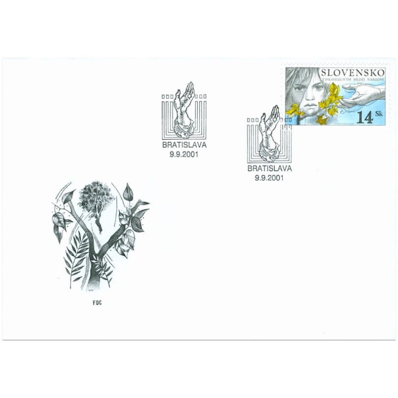 Słowacja 2001, II wojna, holocaust, Sprawiedliwi wśród Narodów Świata. FDC