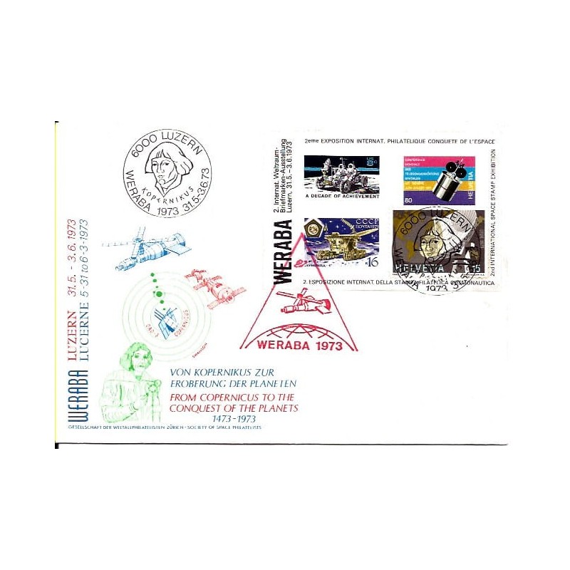 Szwajcaria 1973, Kopernik, astronomia. WF Weraba, Lucerna 1973