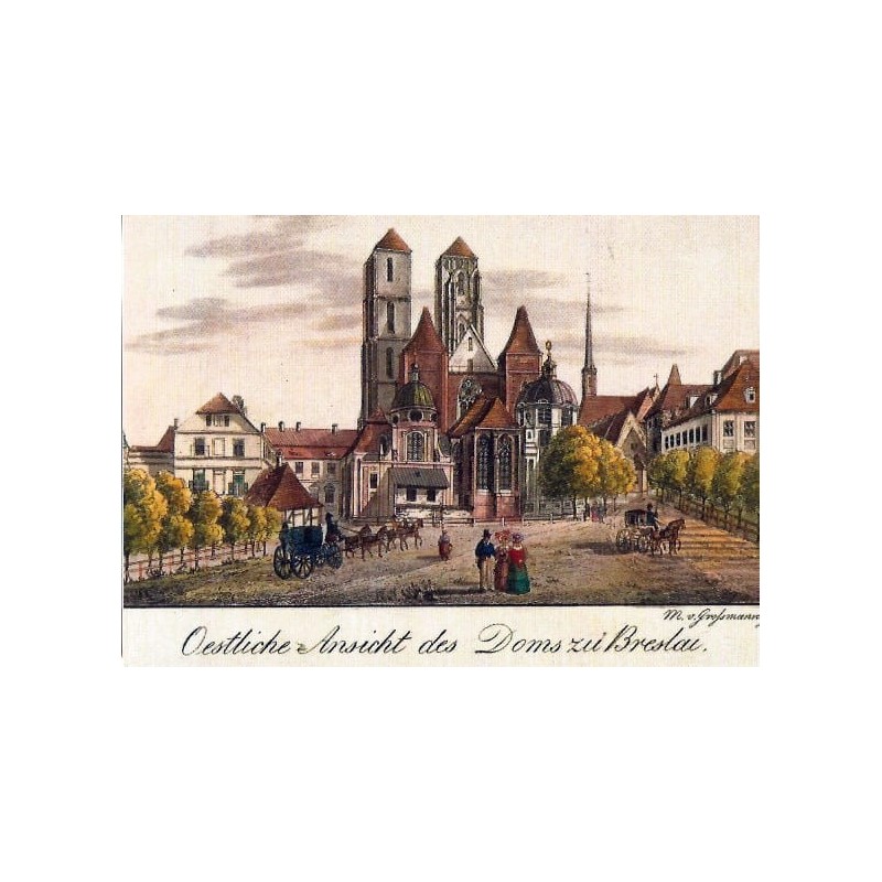 Wrocław, katedra, rycina - reprint. Zbiory MN Wrocław, bez obiegu