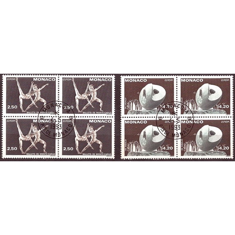 Monako 1993, EUROPA CEPT: sztuka, balet, rzeźba. Kasowane czwórki