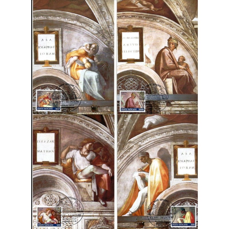 Watykan 1991, Kaplica sykstyńska, malarstwo Michał Anioł. Karty maksimum