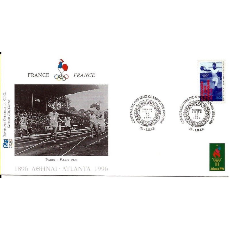 Francja 1996, Igrzyska olimpijskie Atlanta 1996, dysk, dyskobol. FDC