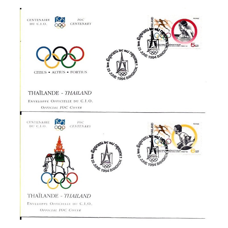 Tajlandia 1994, 100 lat MKOl, igrzyska, olimpiada. 2 FDC
